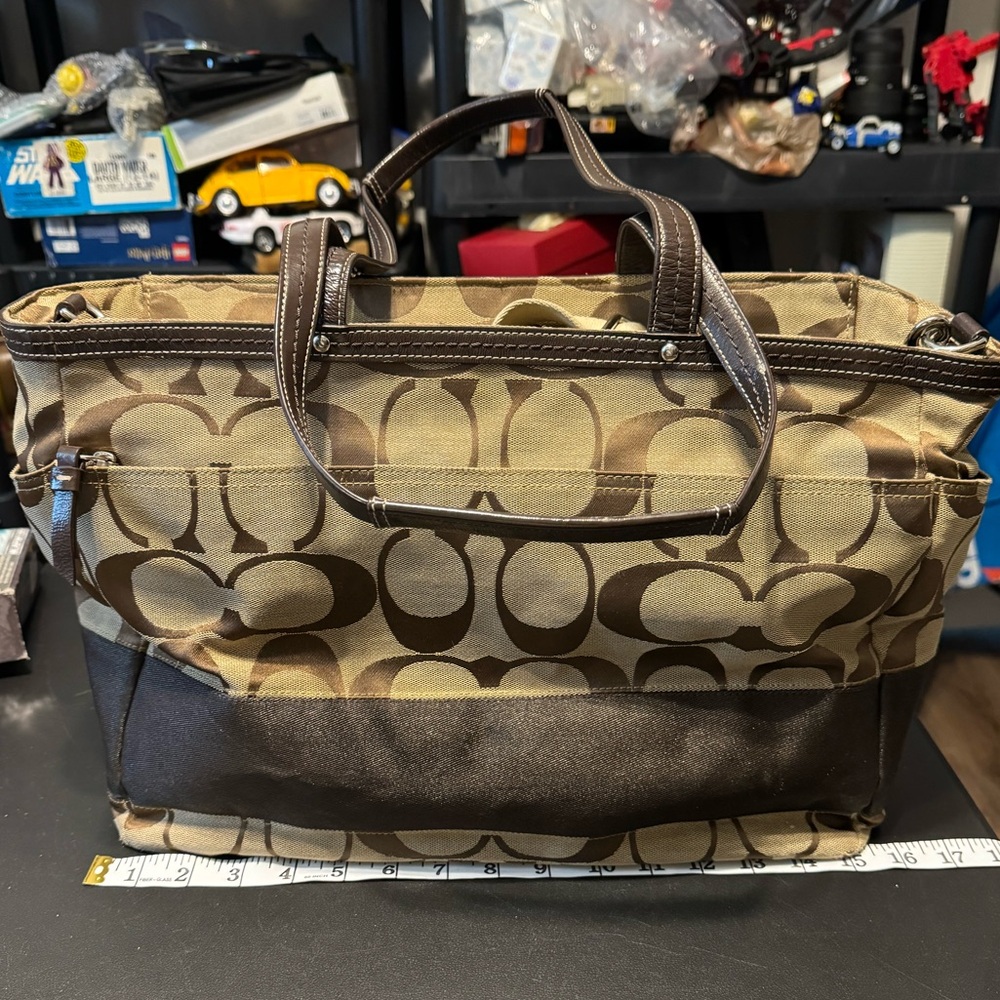 Coach Signature Canvas Tote in Brown and Tan